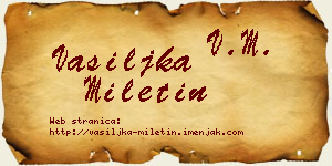 Vasiljka Miletin vizit kartica